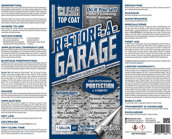 Restore-A-Garage Clear Top Coat Gallon